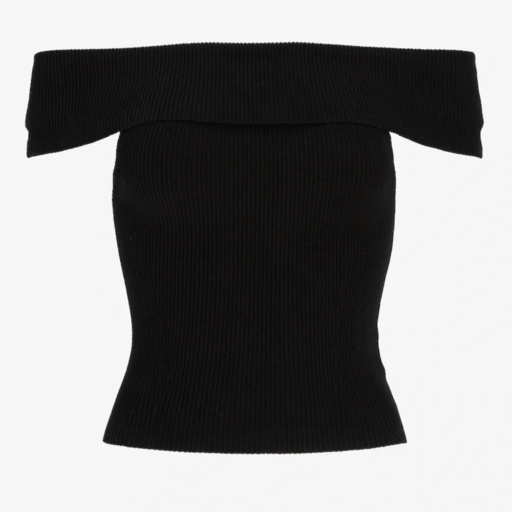Express Black Off the Shoulder Ribbed Knit Top, Women’s Size Small Petite. - Picture 2 of 7
